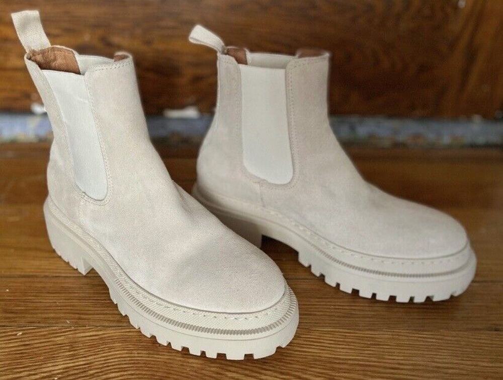 Anthropologie: SHOE THE BEAR Cream Leather 'Iona' Chelsea Boots sz 39 (sz 8 US)